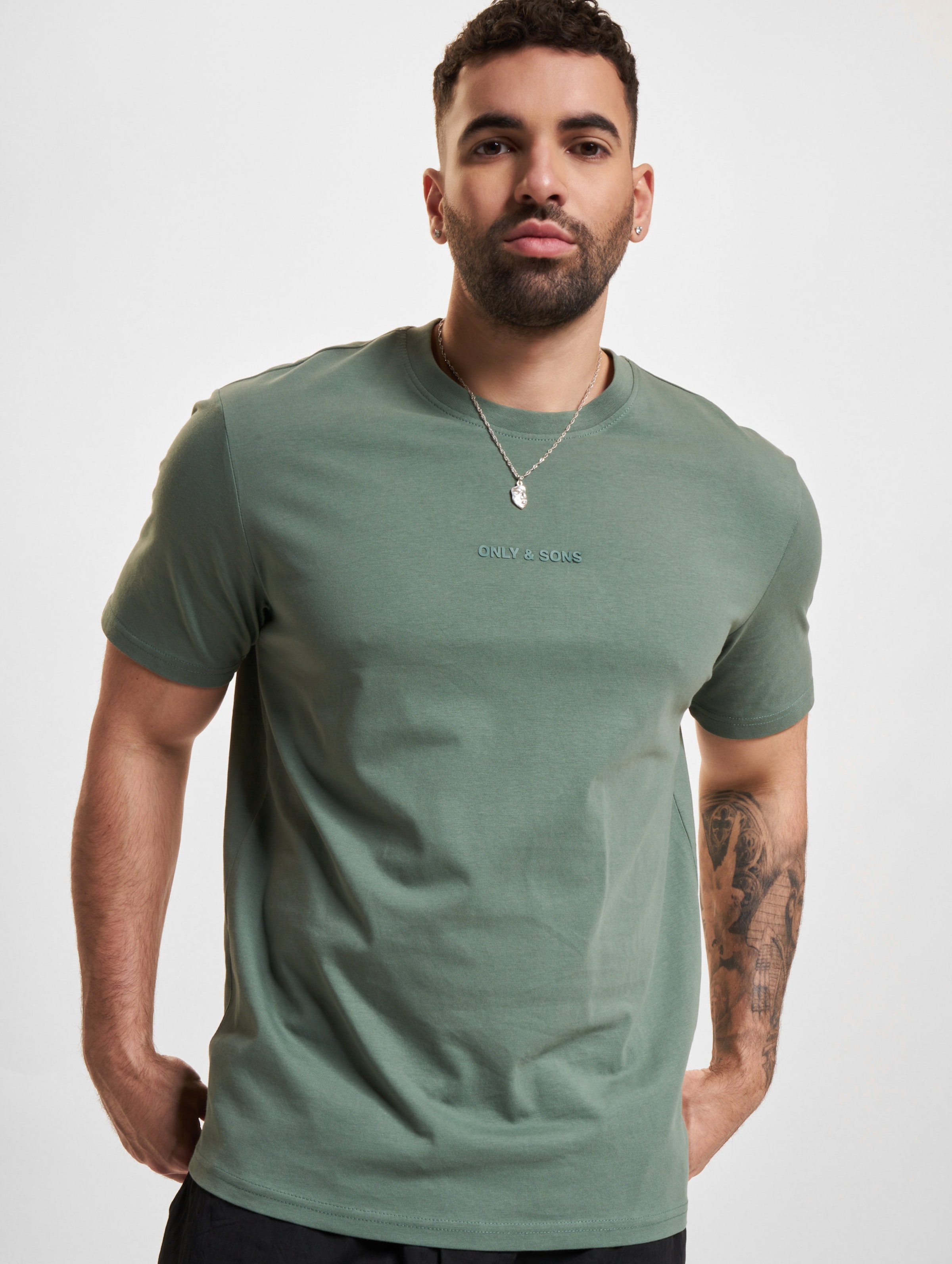 Only & Sons Levi Life Reg Text T-Shirt Mannen op kleur groen, Maat L