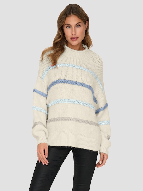 My Stripe High Neck Knit -0