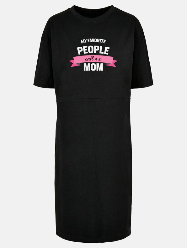 Ladies Mothers Day - My Favorite People Call Me Mom Organic Oversized Slit Tee-2