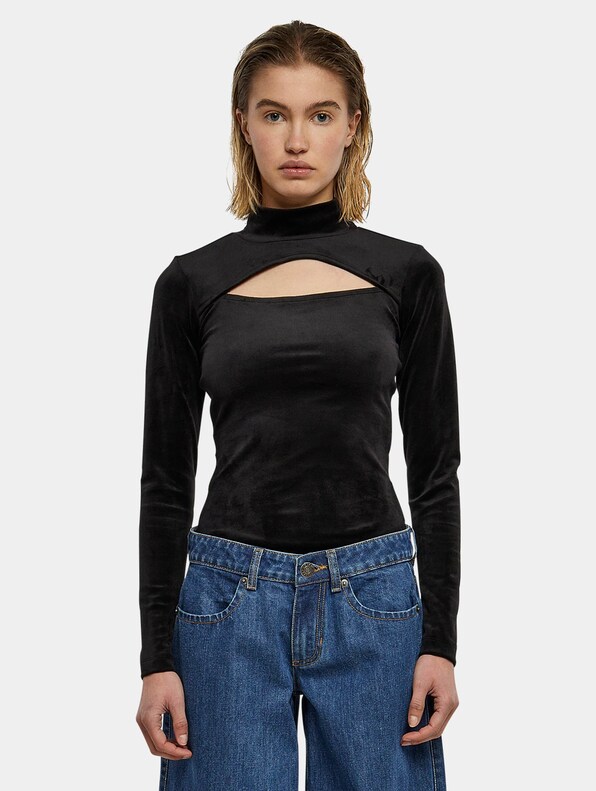 Ladies Velvet Cut-Out Turtleneck Body-2