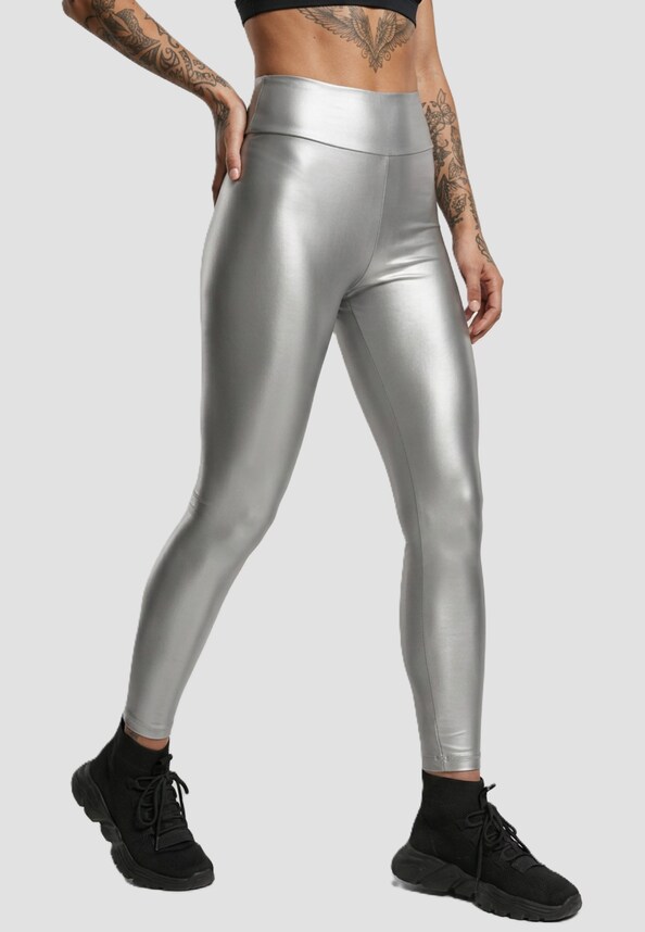 Ladies Highwaist Shiny Metallic-0