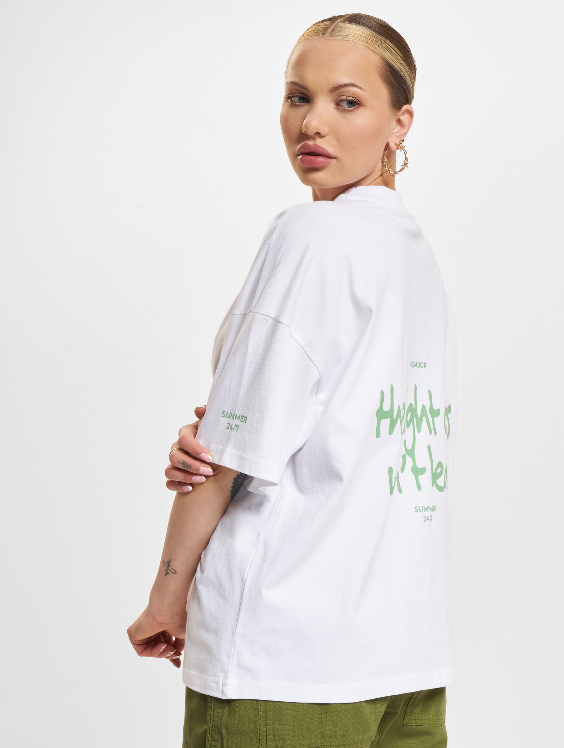 PEGADOR Aleja Heavy Oversized T-Shirts Frauen,Unisex op kleur wit, Maat S