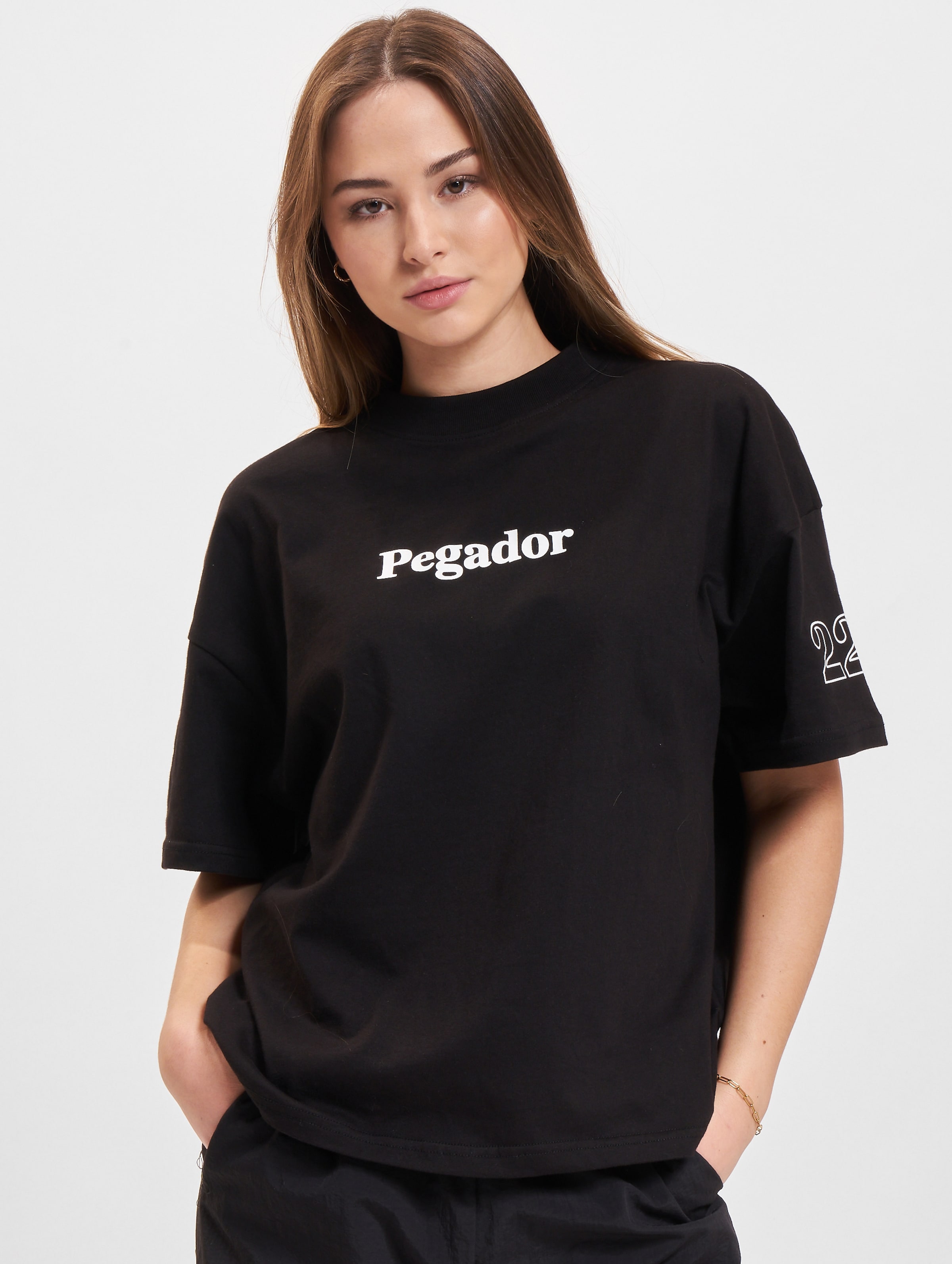 PEGADOR Habo Heavy Oversized T-Shirt Vrouwen op kleur zwart, Maat M