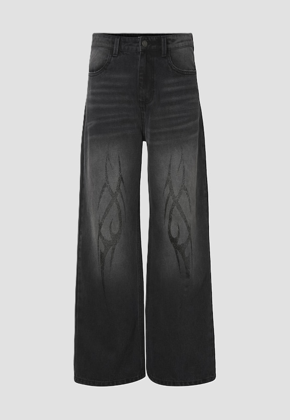TRIBAL DISTRESSED PRINT BOOTCUT VINTAGE DENIM-3