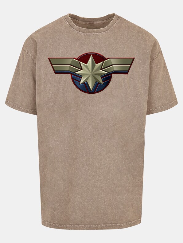Captain Marvel - Chest Emblem Acid Washed Oversize-0