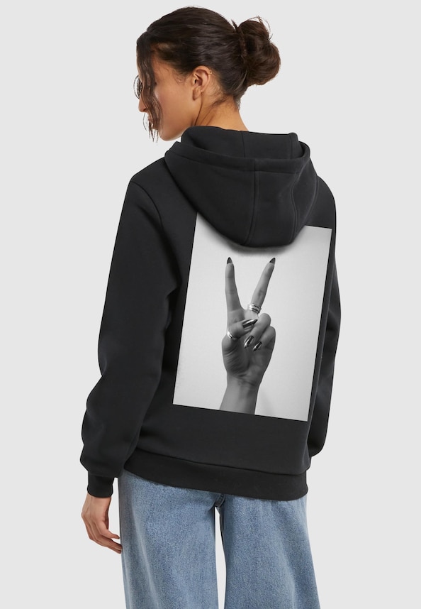 Girls Peace Hand Ladies Fluffy Hoody-1