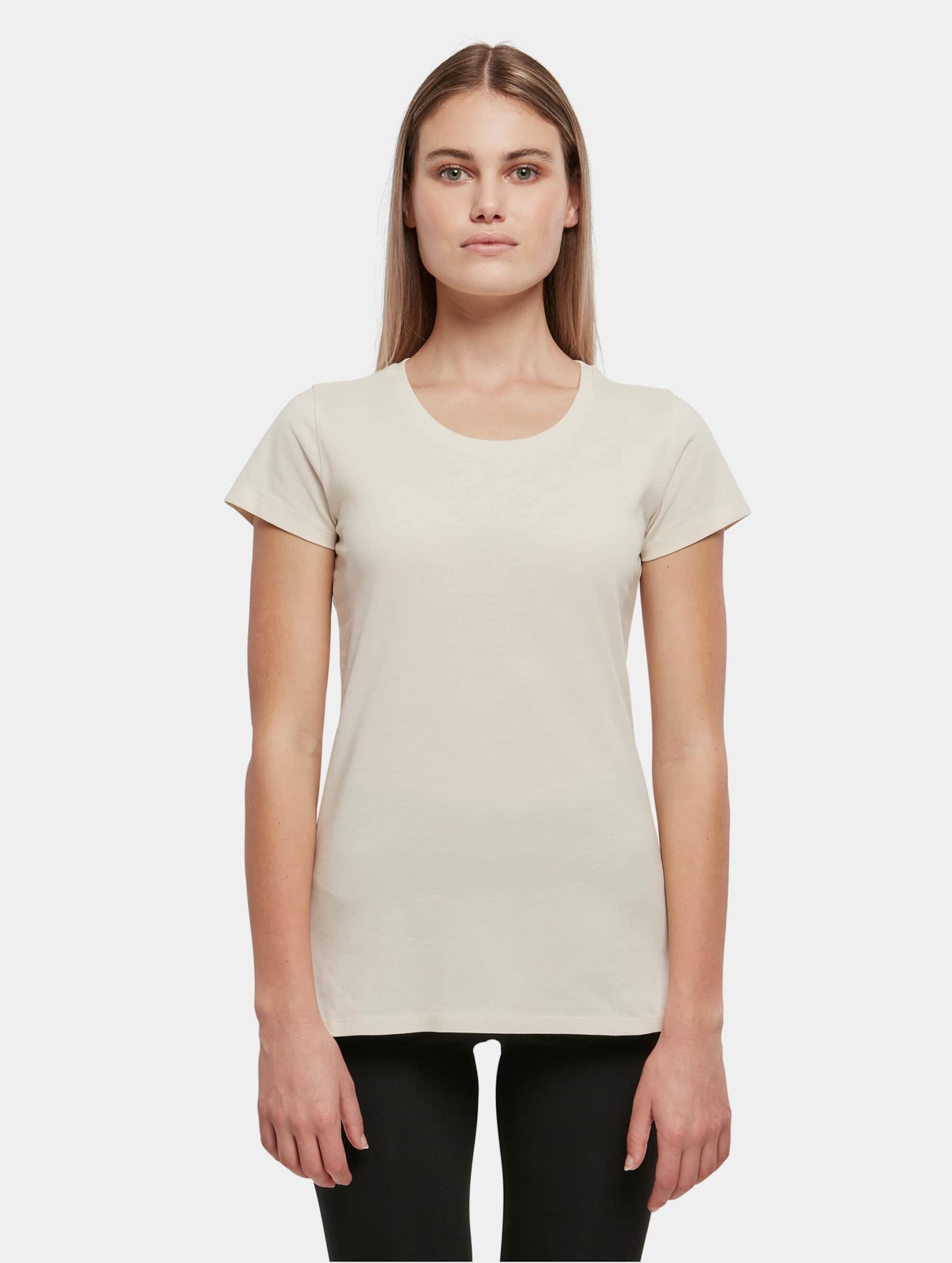 Build Your Brand Ladies Basic T-Shirt Vrouwen op kleur beige, Maat 5XL