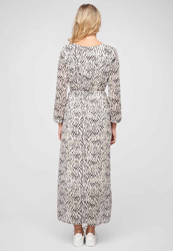 Langed Chiffon Kleid V-Neck Viskoseeinsatz-1