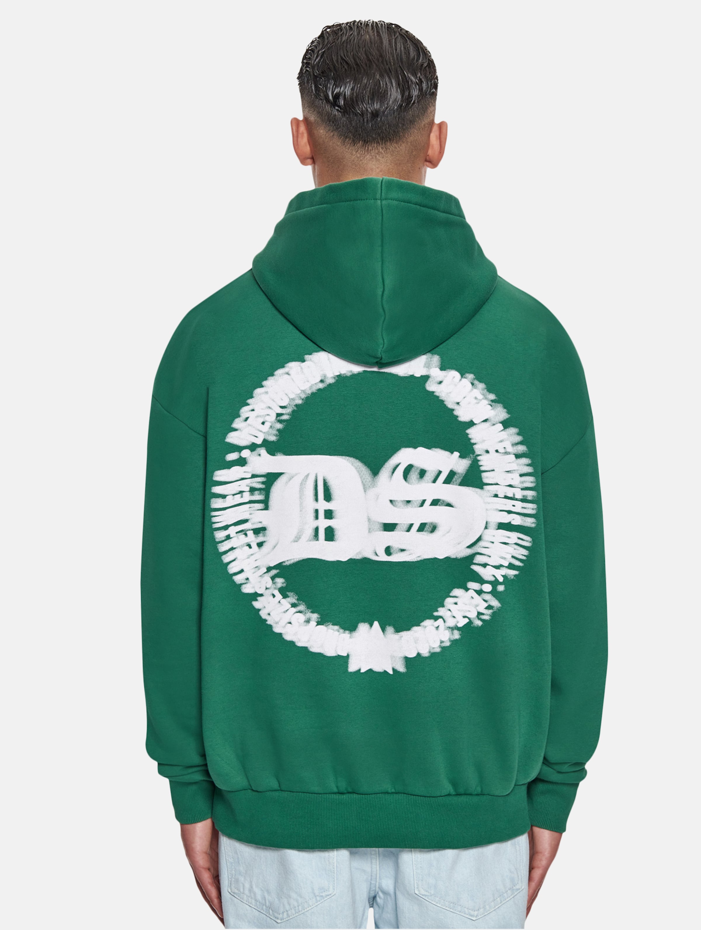 Dropsize Heavy Oversize Blurred Logo Hoodies op kleur groen, Maat S