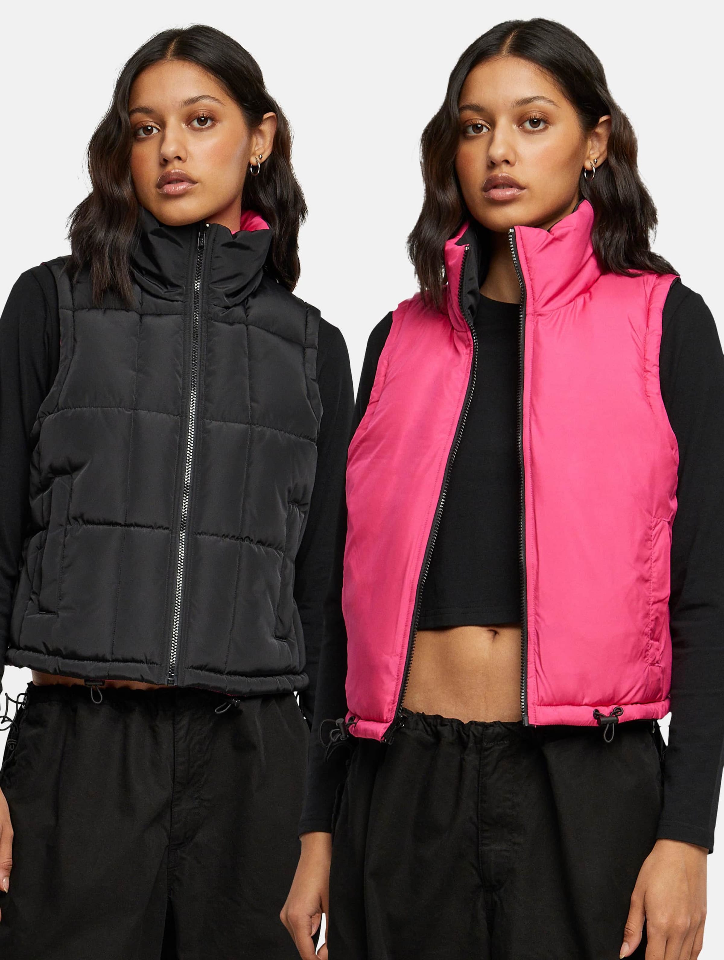 Urban Classics - Reversible Cropped Puffer Sleeveless jacket - 4XL - Zwart