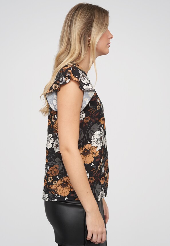 Blouse with buttons and floral print-3