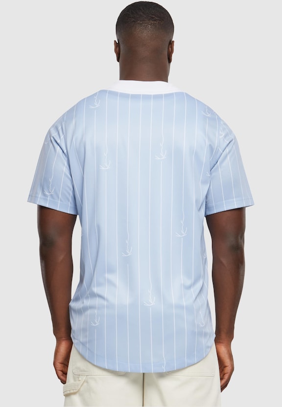 KM242-008-3 Karl Kani Varsity Logo Pinstripe Baseball Shirt-1