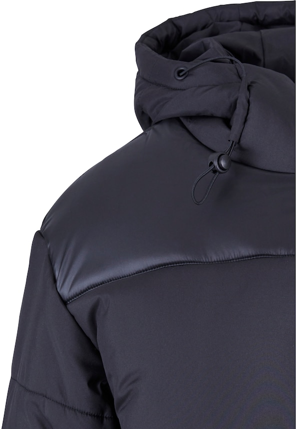 Ladies Hooded Mixed Puffer Coat-6