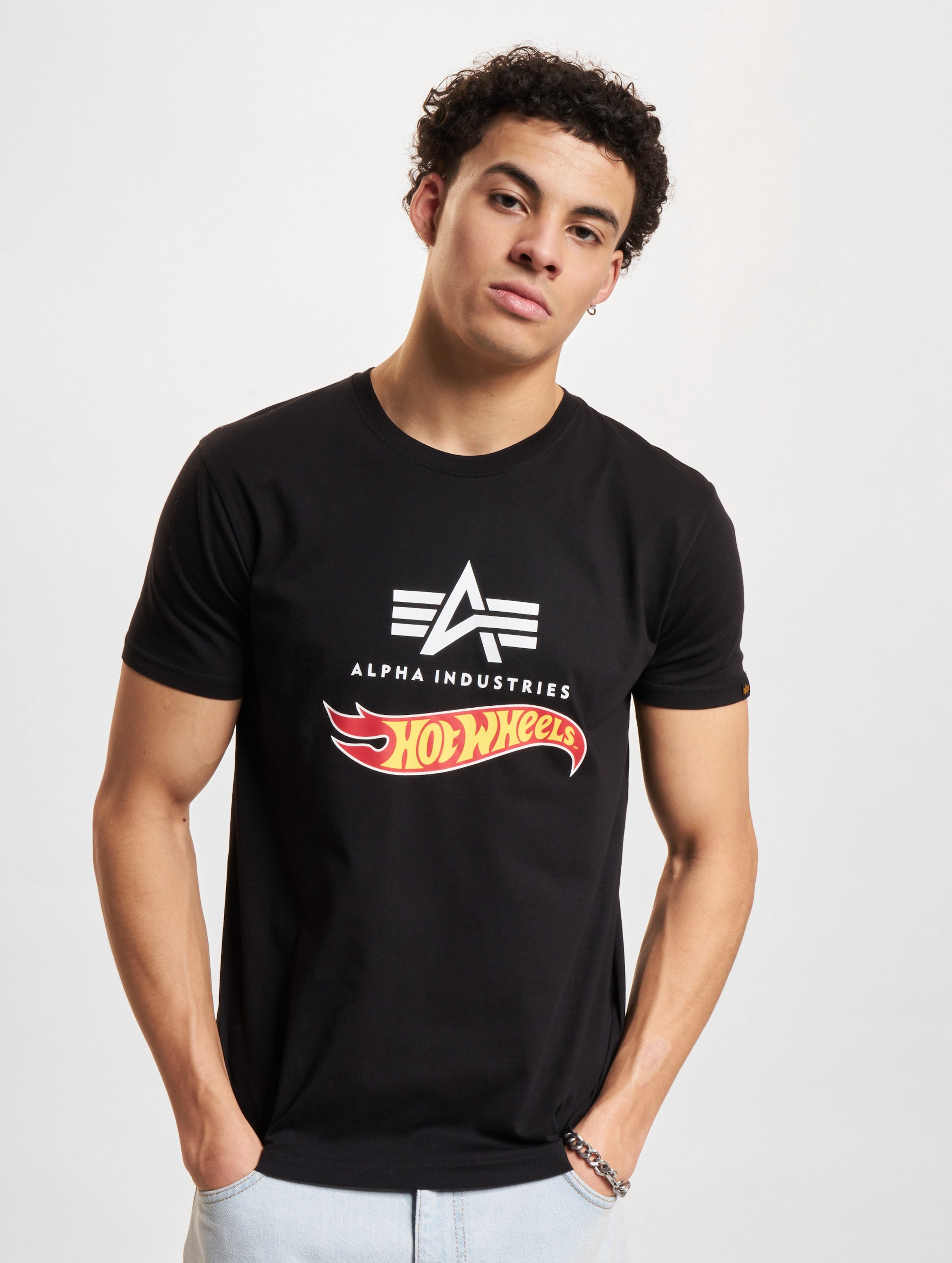 Alpha Industries Hot Wheels Flag T-Shirt Mannen op kleur zwart, Maat M