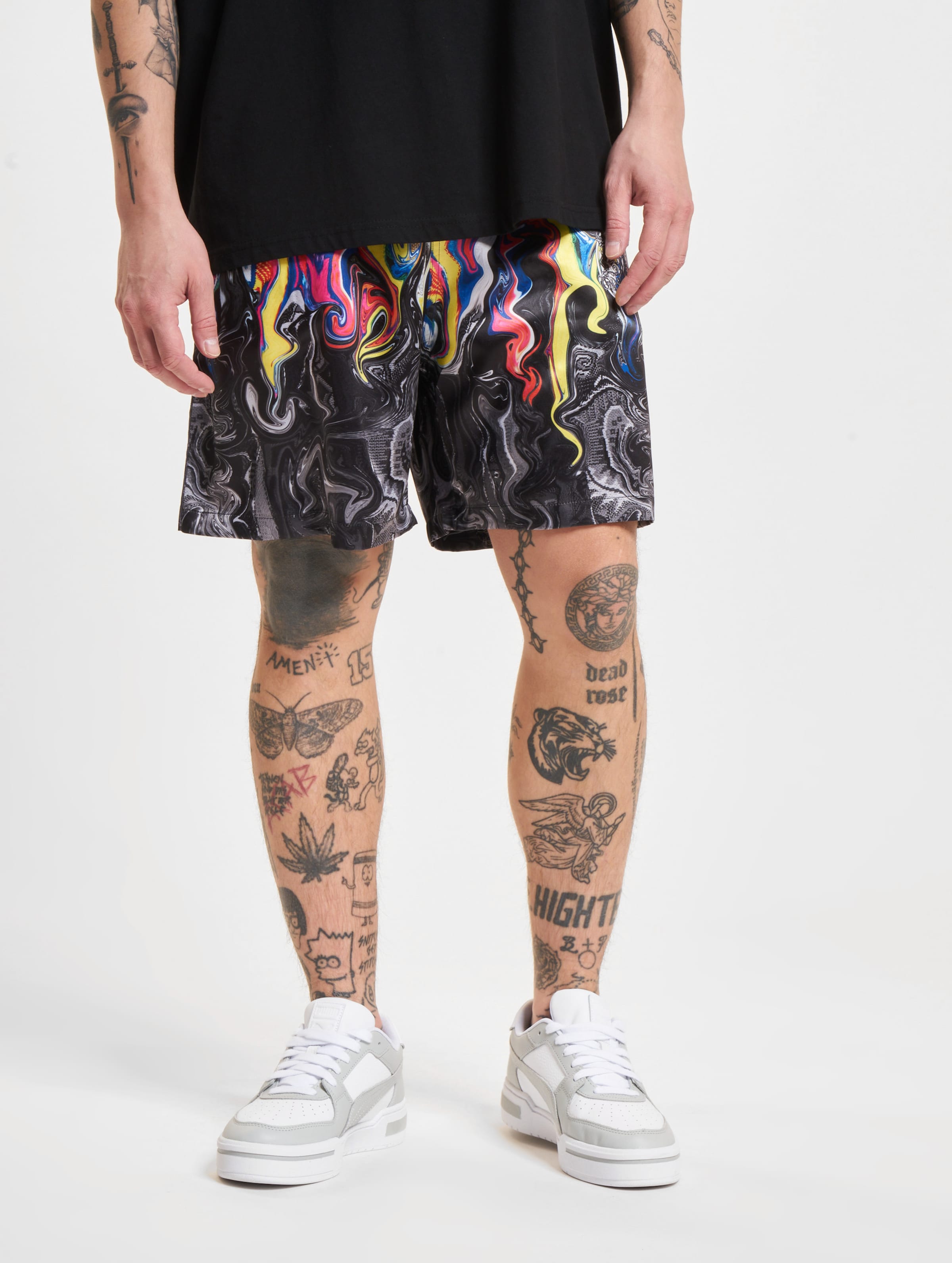 Carlo Colucci Alloverprint Shorts Mannen op kleur kleurrijk, Maat XL