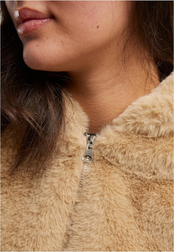 Ladies Full Zip Faux Fur Hoodie-4