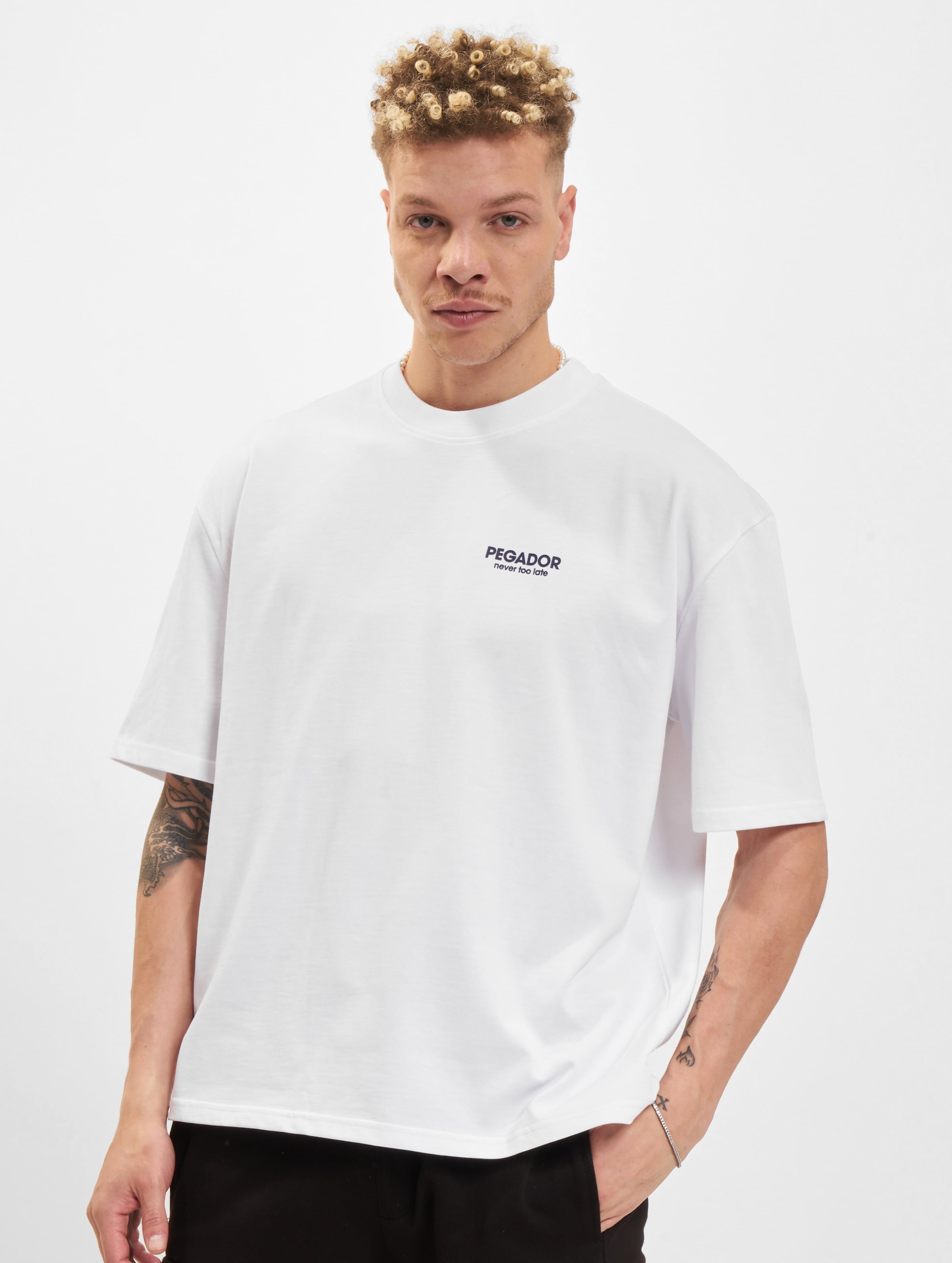 PEGADOR Alchar Oversized T-Shirt Männer,Unisex op kleur wit, Maat S