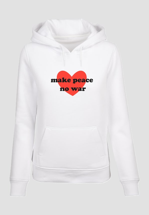 Ladies Peace - Red Heart White  Hoody-2