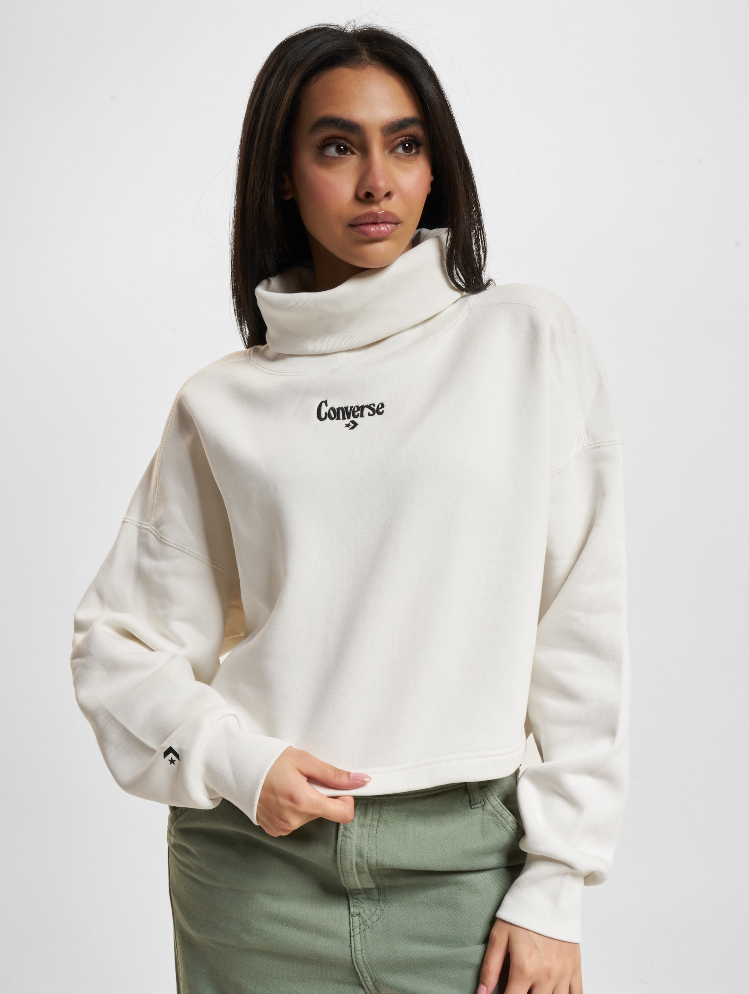 Converse Cropped Turtleneck Sweater Frauen,Unisex op kleur wit, Maat L