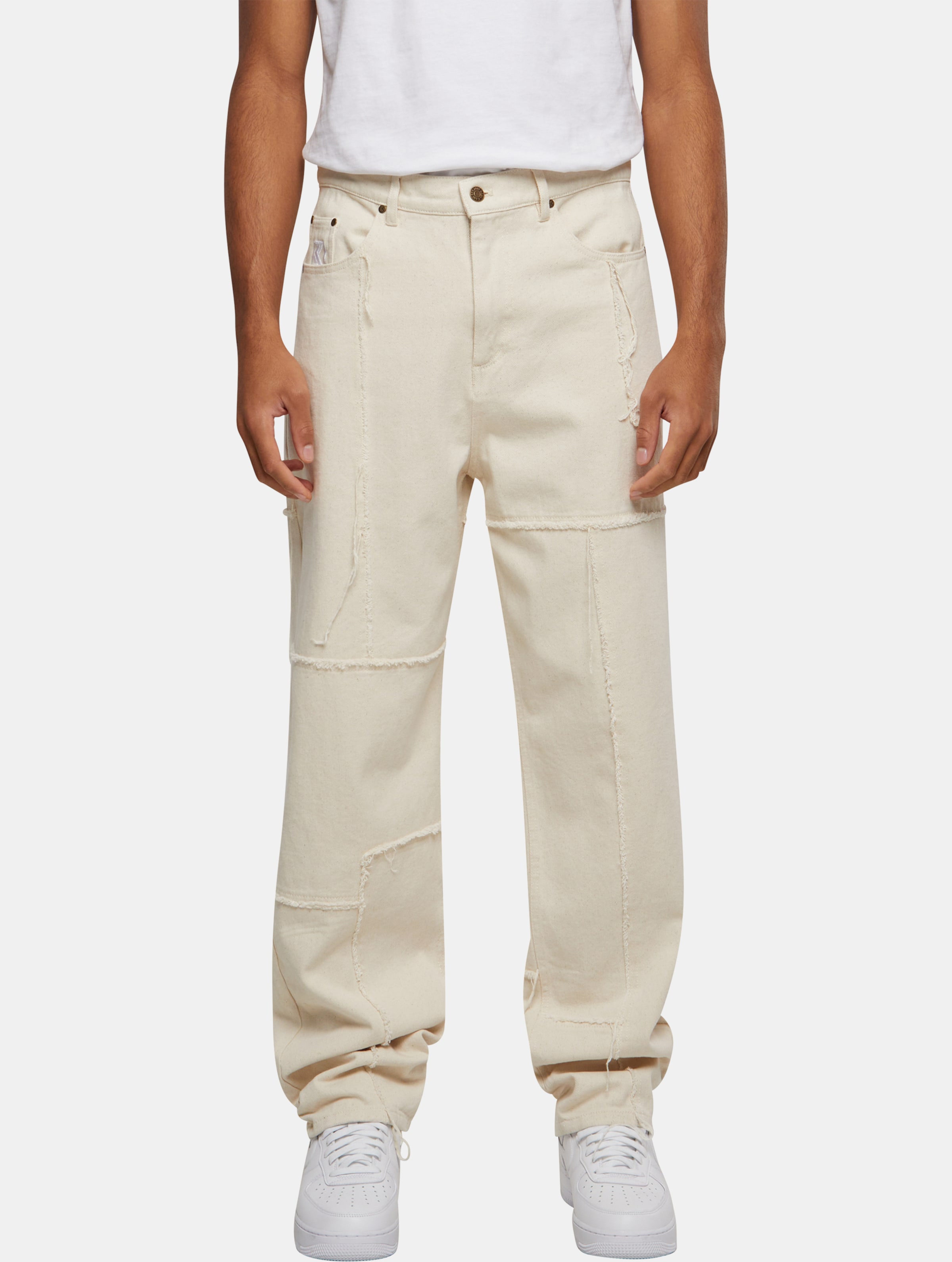 Karl Kani Og Five Pocket Patchwork Baggy Pants Mannen op kleur beige, Maat XS