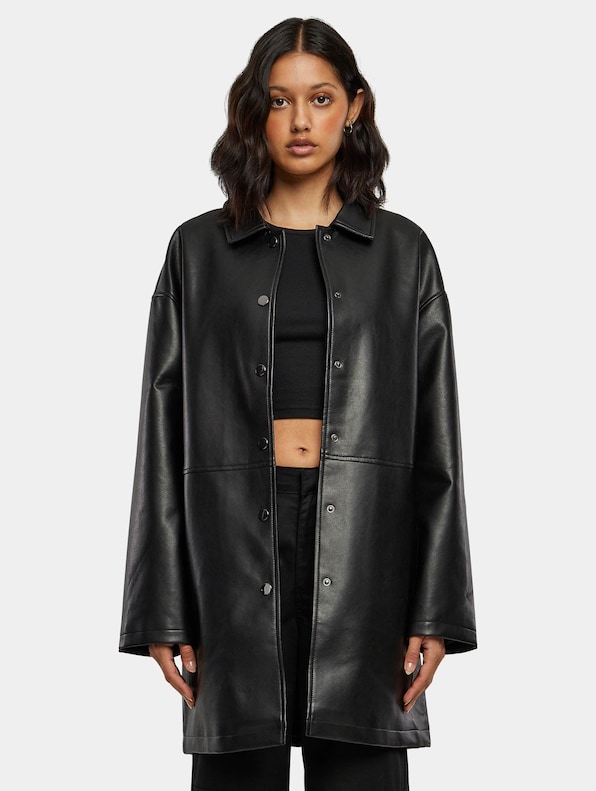 Ladies Faux Leather Coat-2