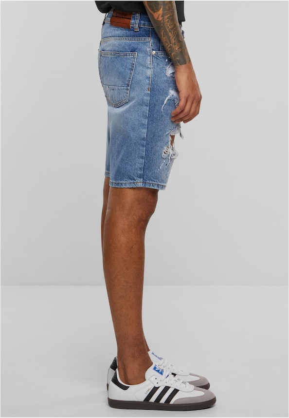 2Y Destroyed Denim Shorts-3