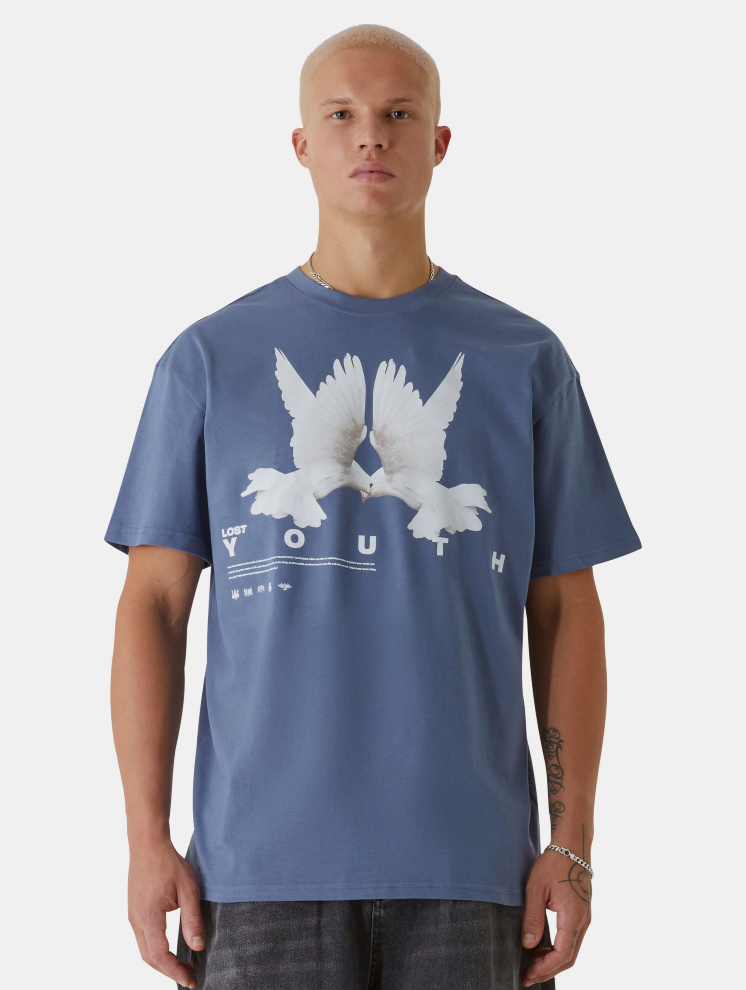 Lost Youth Dove T-Shirt Mannen op kleur blauw, Maat 3XL