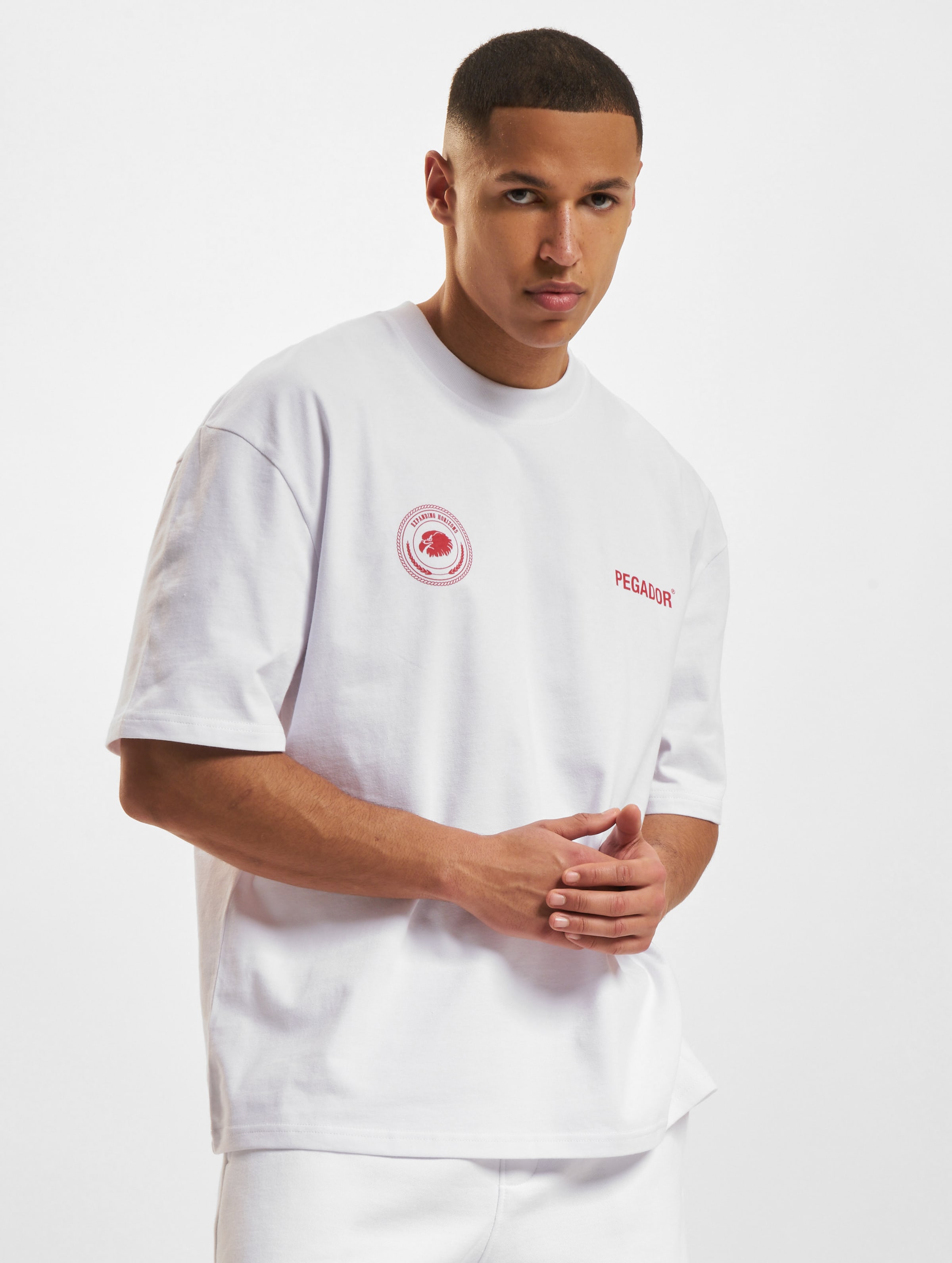 PEGADOR Gordan Oversized T-Shirt Mannen op kleur wit, Maat XL
