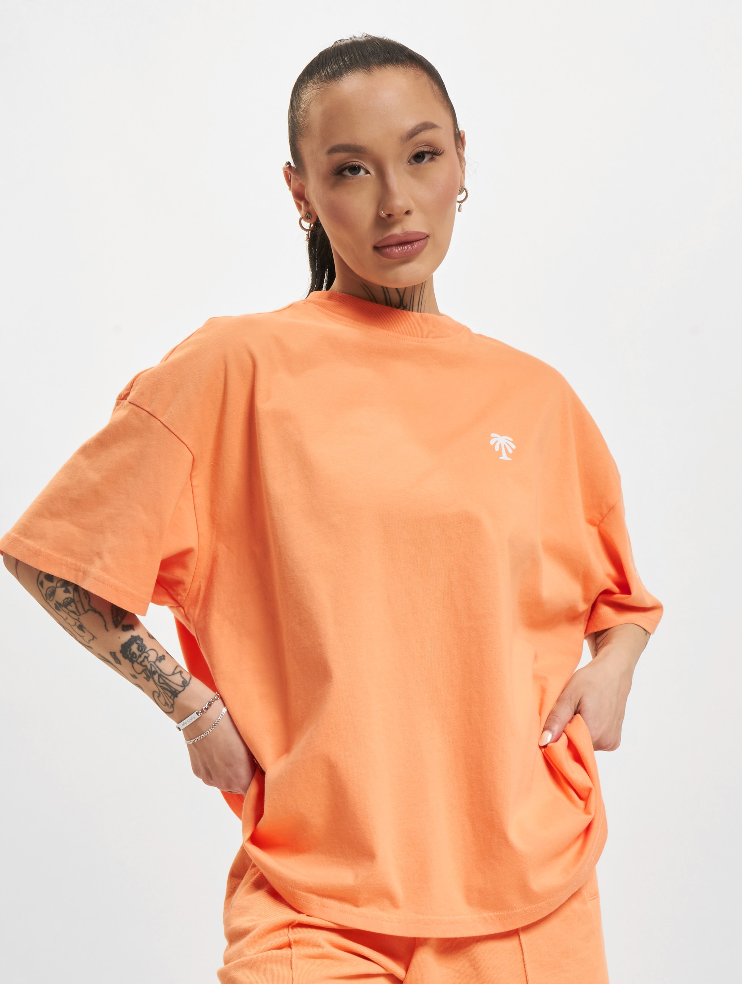 PEGADOR Paluma Heavy Oversized T-Shirt Vrouwen op kleur oranje, Maat L