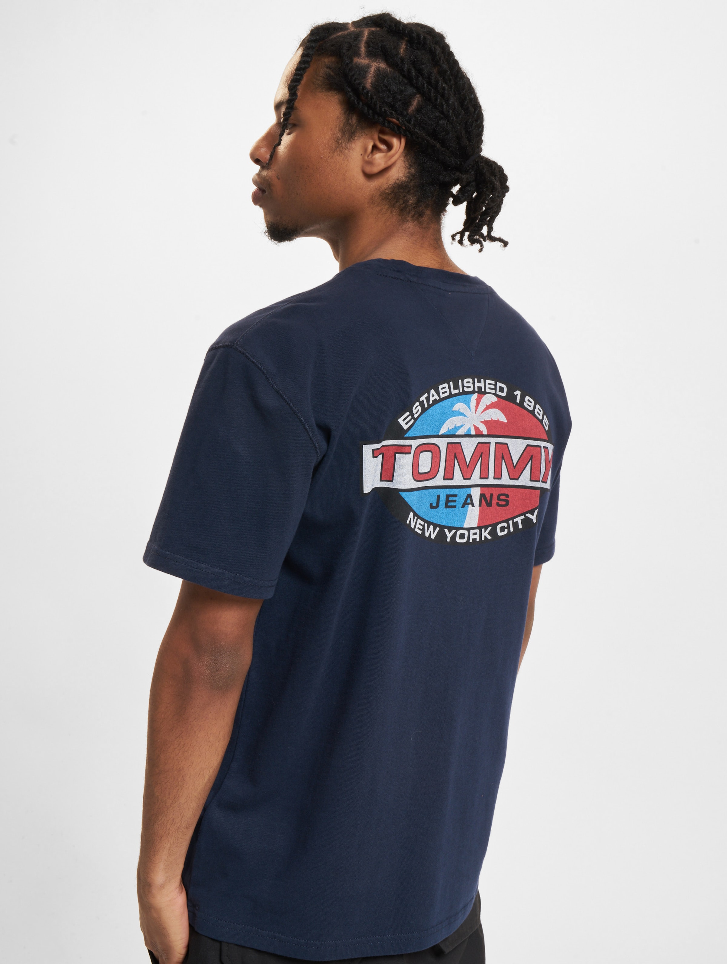 Tommy Jeans Regular Boardsports Palm T-Shirt Männer,Unisex op kleur blauw, Maat XL