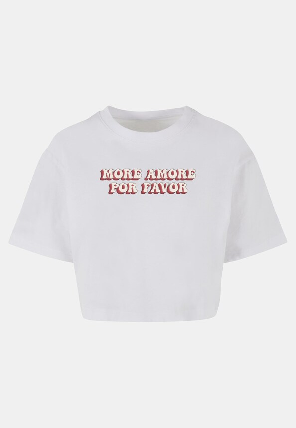 Ladies Hugs & Love - More Amore Por Favor Short Oversized Tee-2