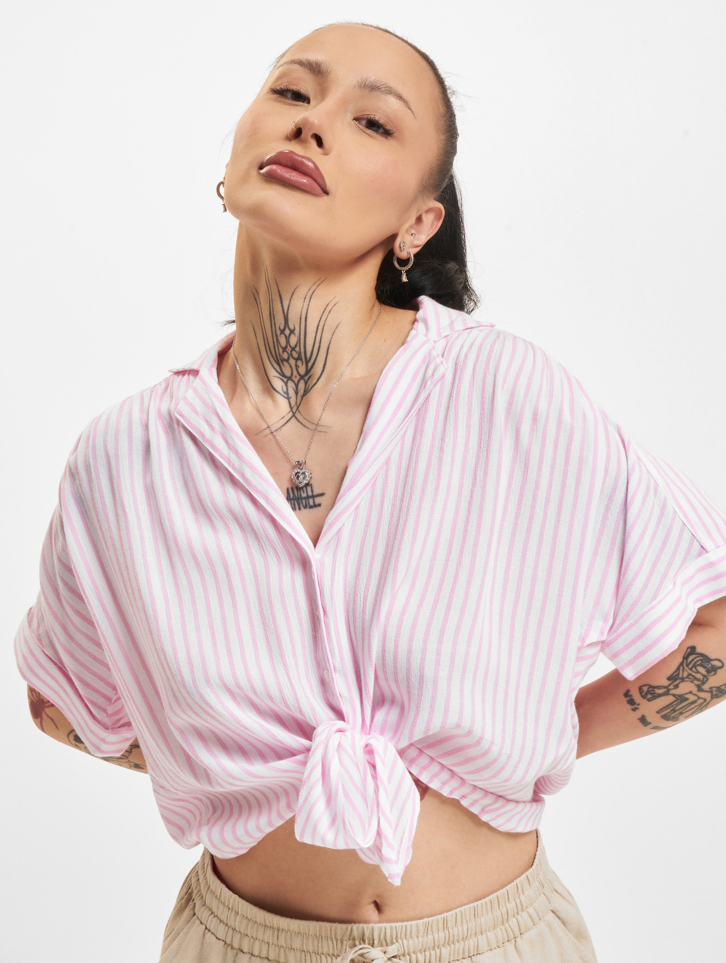 Only Paula Life Short Sleeve Woven Tie Shirt Frauen,Unisex op kleur roze, Maat M