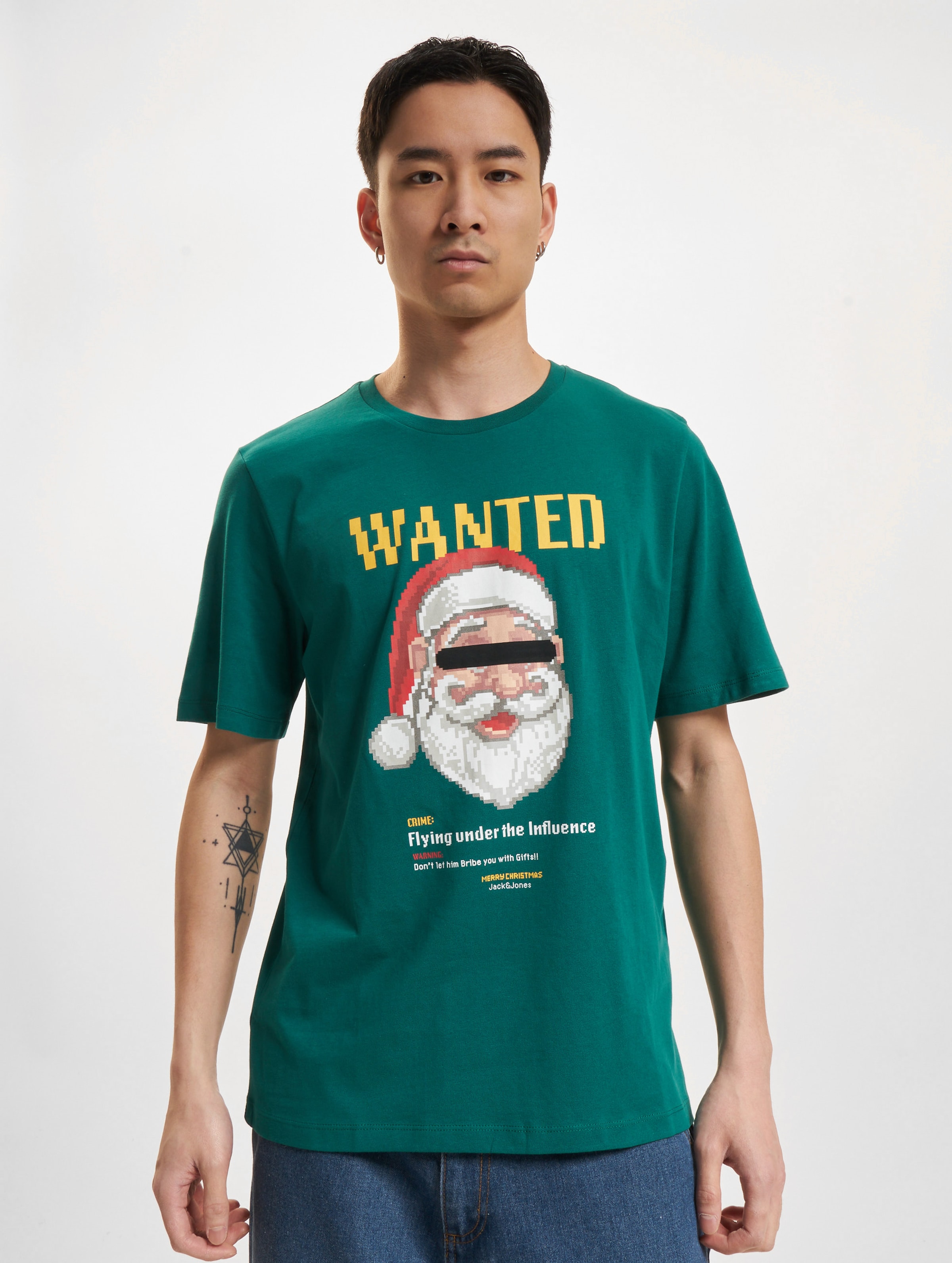 Jack & Jones X-Mas Crew Neck T-Shirts Mannen op kleur turkoois, Maat S