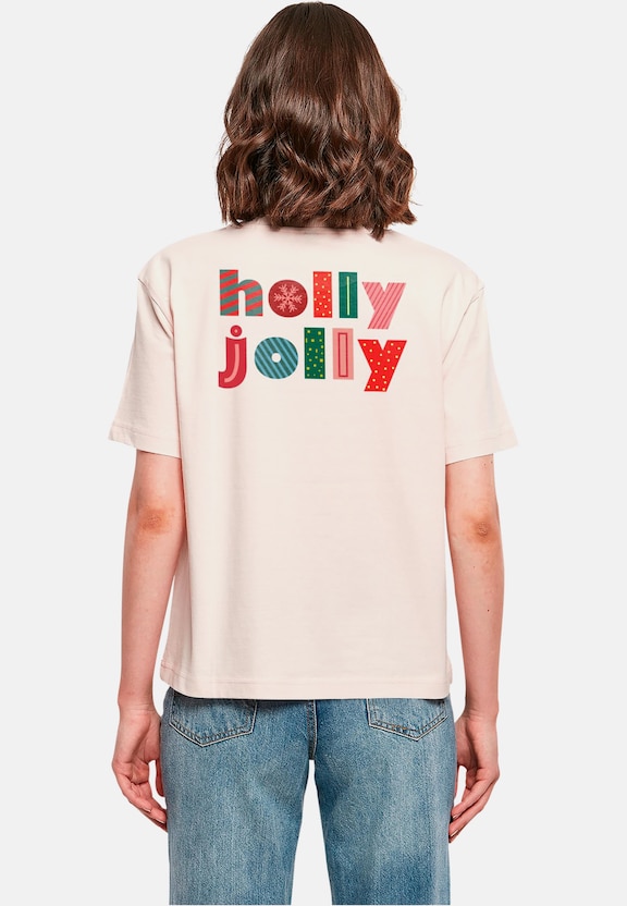 Ladies Christmas Holly Jolly Mood Tee-1