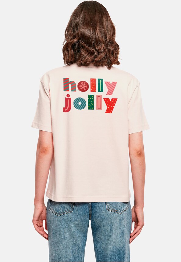 Ladies Christmas Holly Jolly Mood Tee-1
