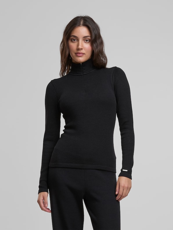 Ribbed Wool Half Zip-0