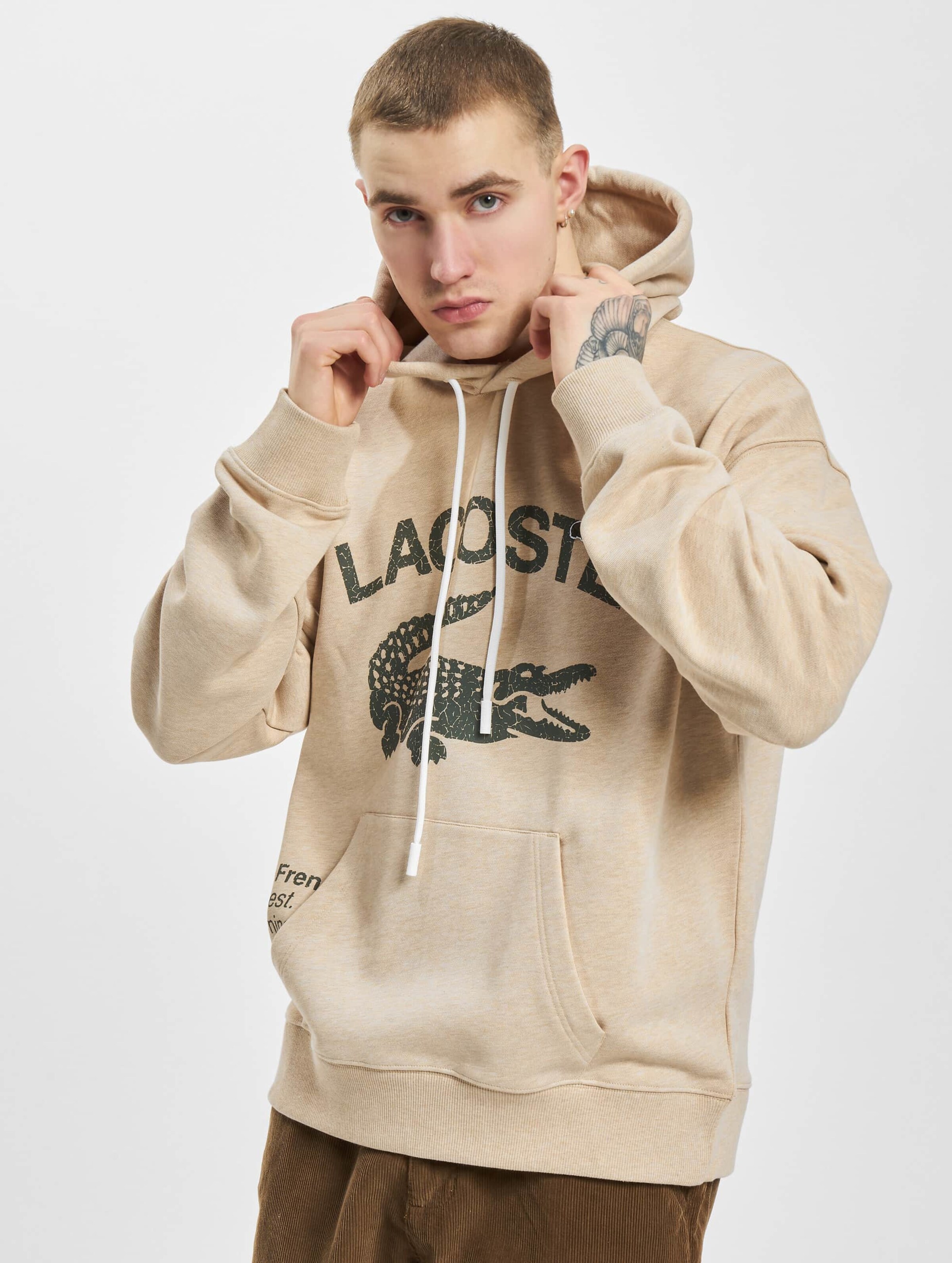 Lacoste hoodie beige sale