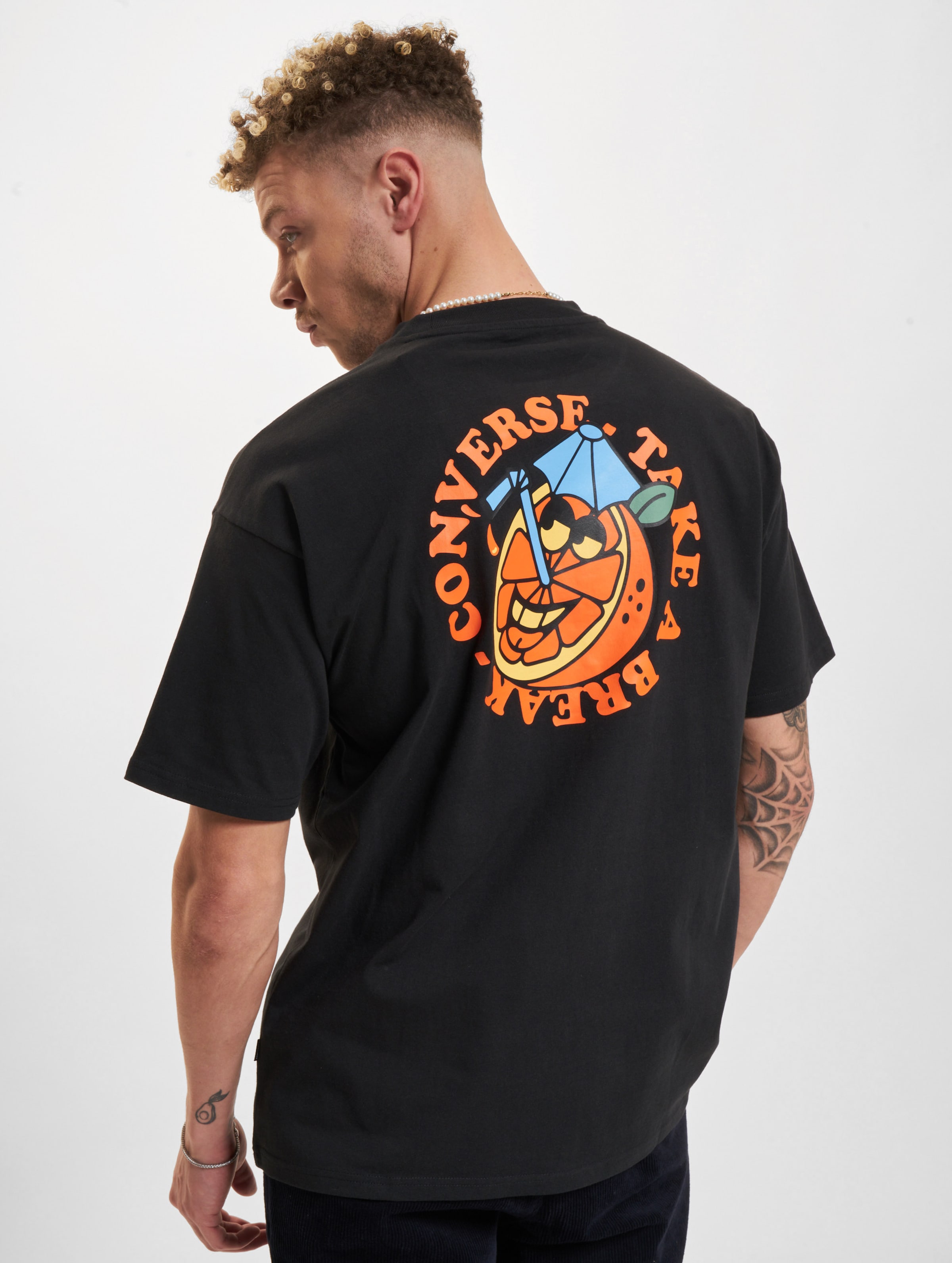 Converse Orange Juice T-Shirt Mannen op kleur zwart, Maat M