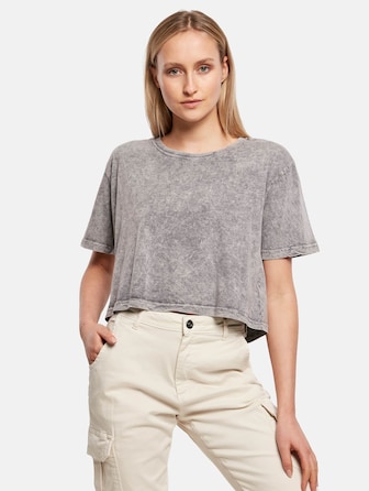 Ladies Acid Washed Cropped Tee