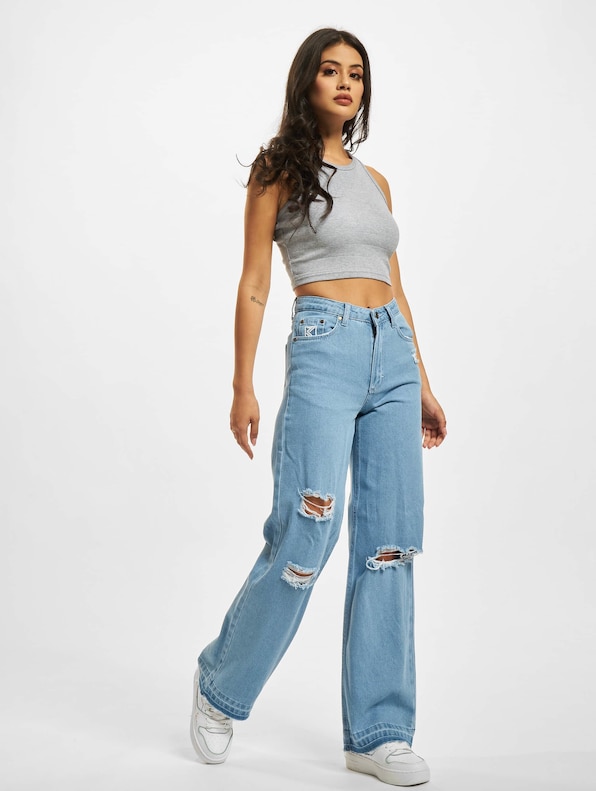 KW222-008-1 KK OG Distressed Wide Leg Denim Pants-6