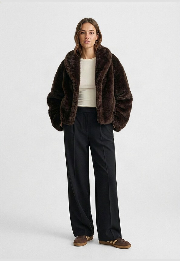 Ladies Short Faux Fur Jacket-2