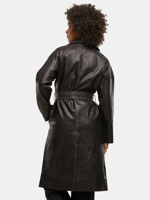Urban Classics Ladies Vintage Leather Trenchcoat-1