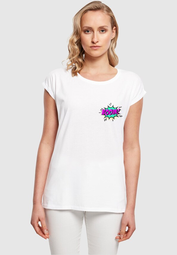 Ladies BOOM Comic Extended Shoulder Tee-0
