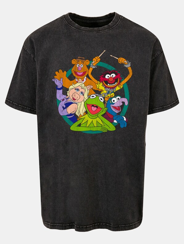 Muppets - Group Circle Acid Washed Oversized -2