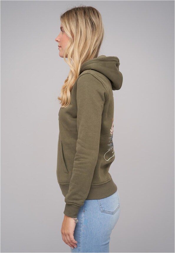 Ladies Good Things Coming Olive Hoody-2