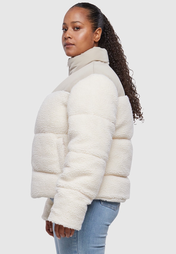 Ladies Short Sherpa Mix Puffer Jacket-14