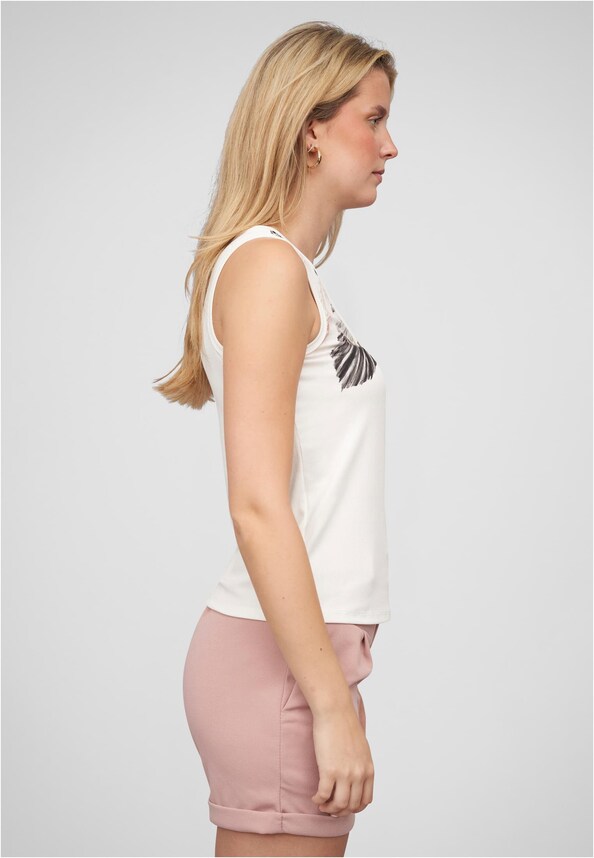 Cloud5ive Damen Ribbed Tank Top mit Knopfleiste und Federprint-3