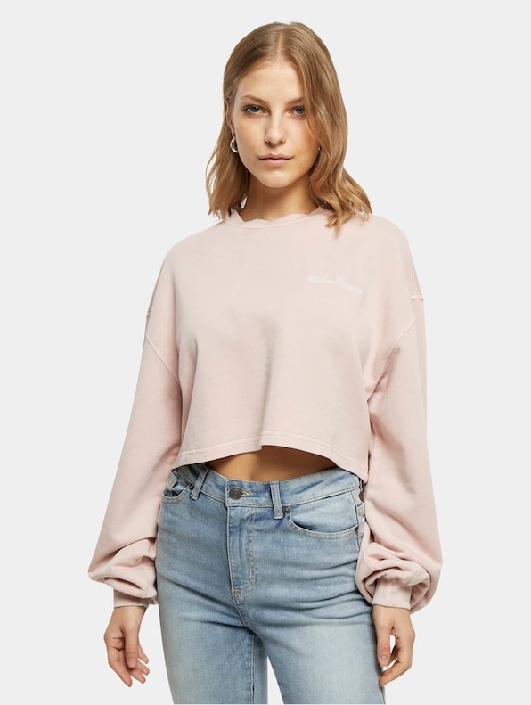 Ladies Cropped Small Embroidery Terry Crewneck-0
