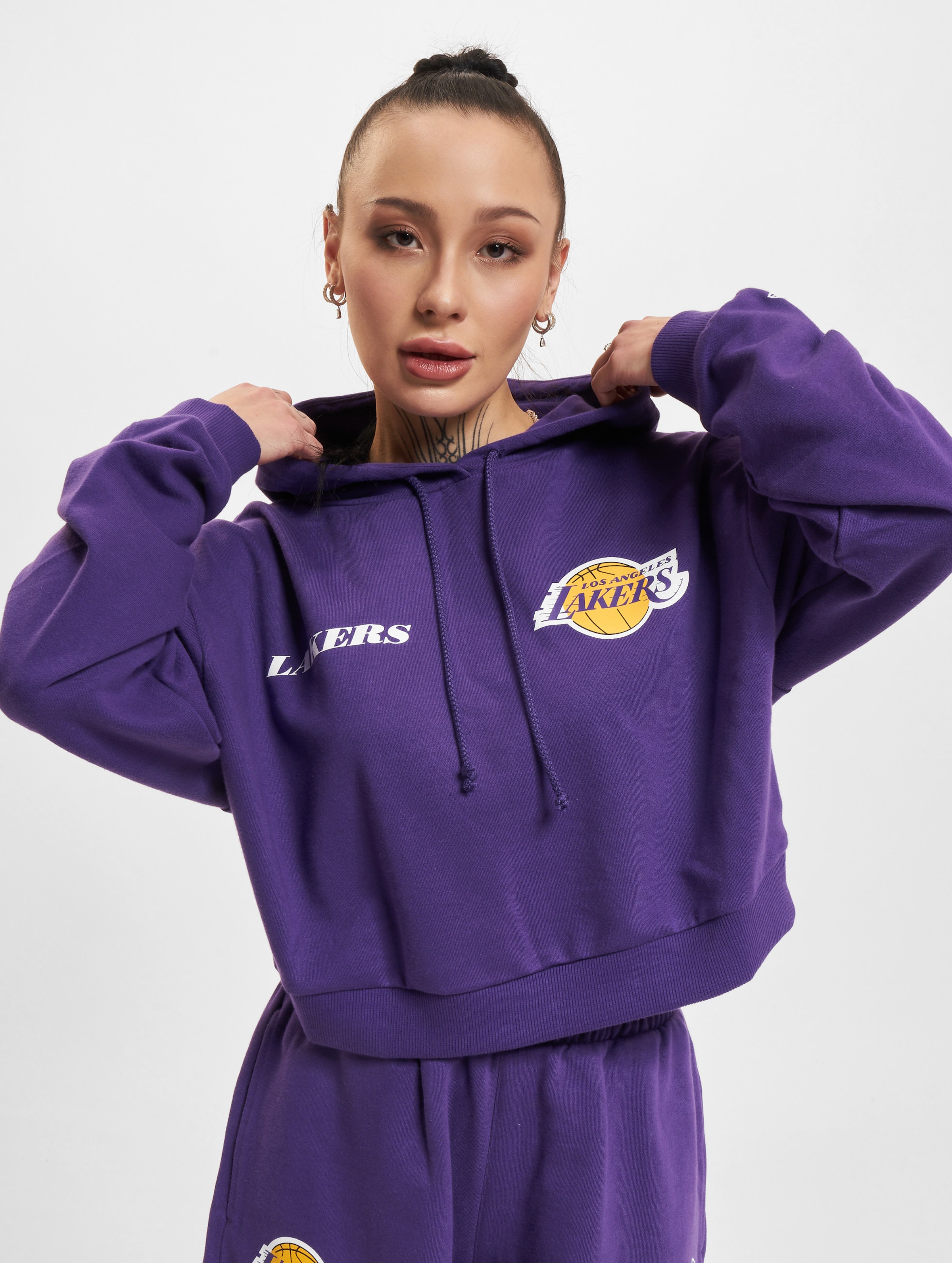 New Era NBA Team Logo Crop LA Lakers Hoody Vrouwen op kleur violet, Maat M