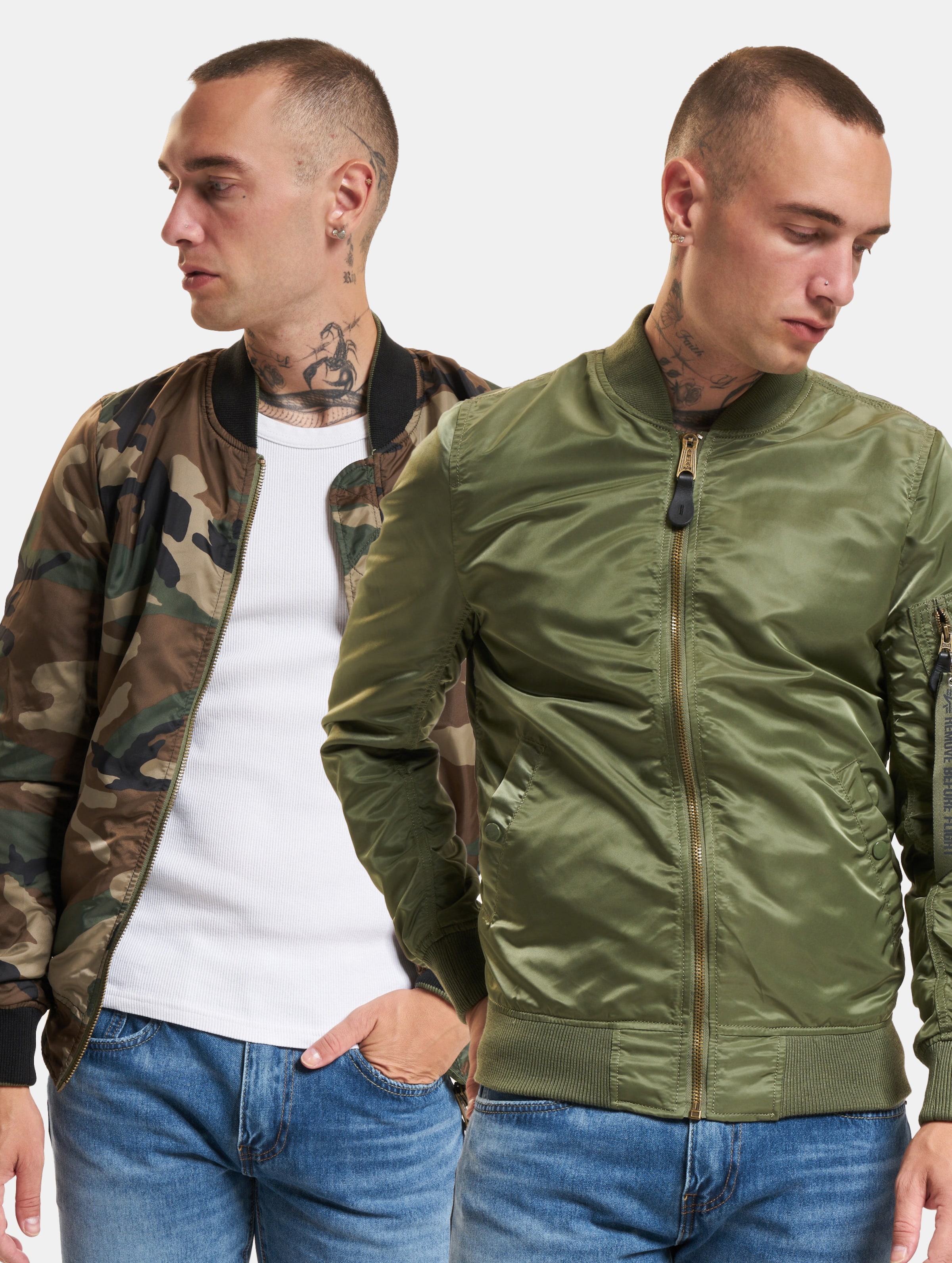 Alpha Industries MA-1 VF LW Reversible Bomberjacke op kleur camouflage, Maat S